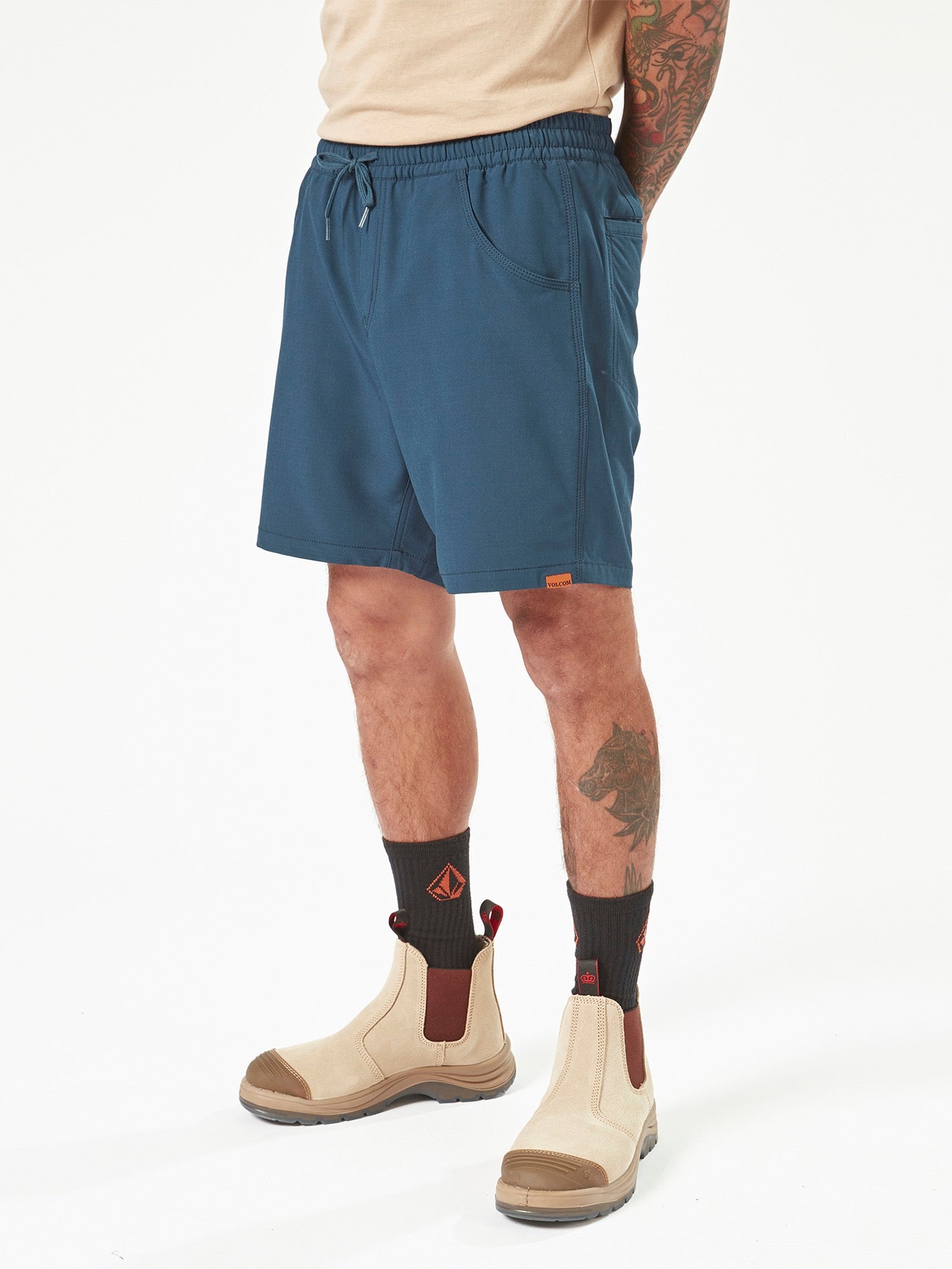 Workwear Slab Elastic Waist Hybrid Shorts