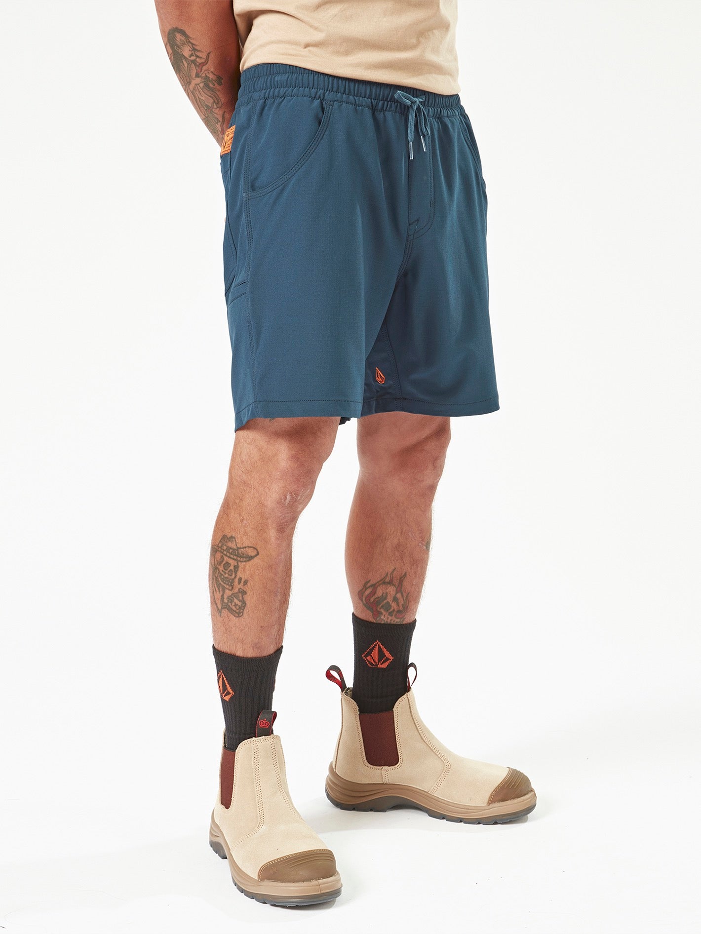 Workwear Slab Elastic Waist Hybrid Shorts