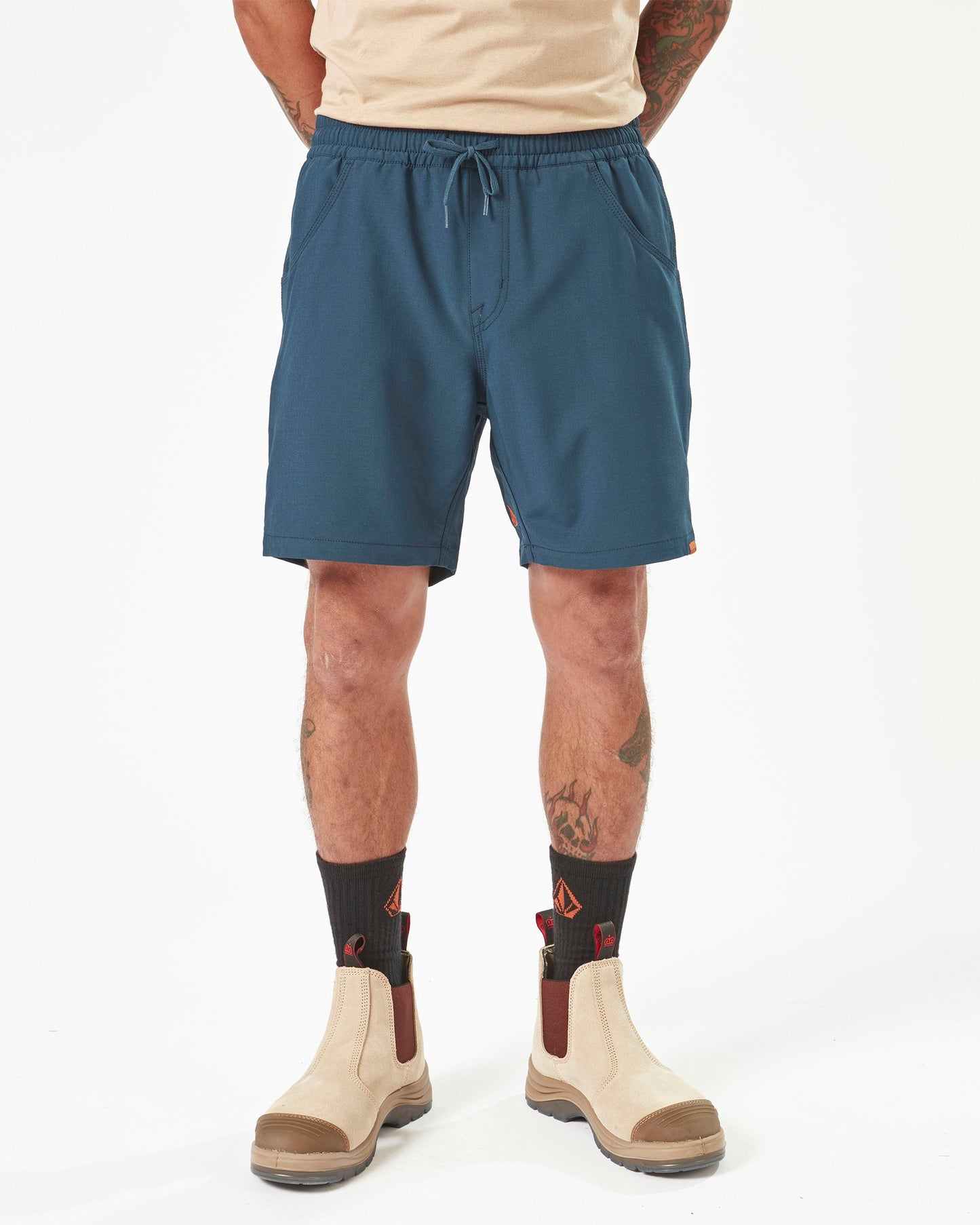 Workwear Slab Elastic Waist Hybrid Shorts