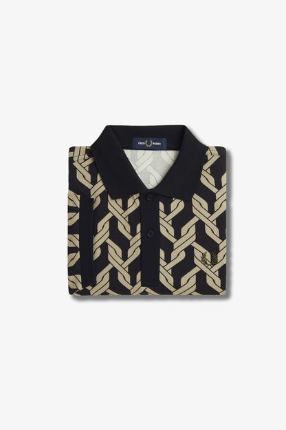 Cable Knit Print Polo Shirt